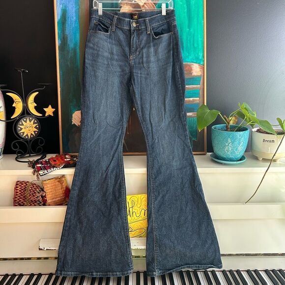 LEE Bell Bottoms Denim Jeans Pants USA 8 Medium 30"X33" - Picture 1 of 16